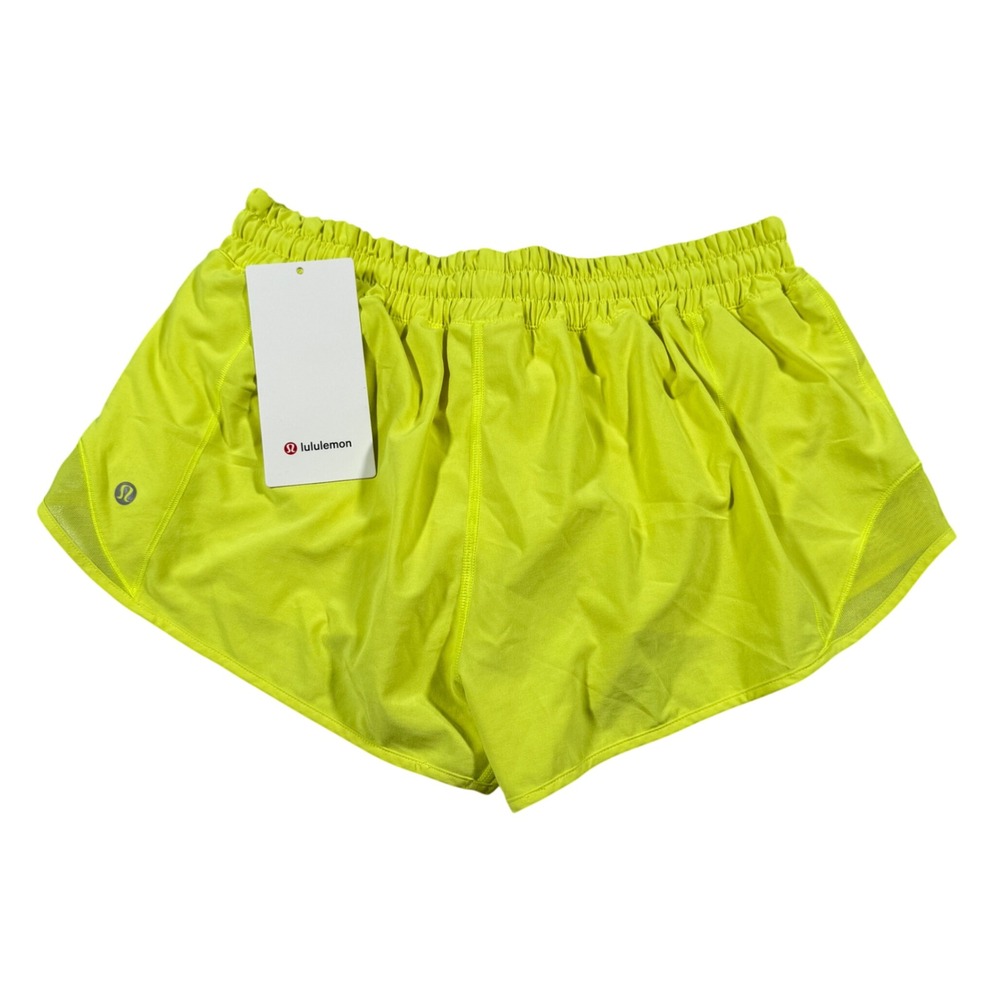 lululemon Hotty Hot LR Short 2.5 Lined Womens 10 Electric Lemon Running Neon